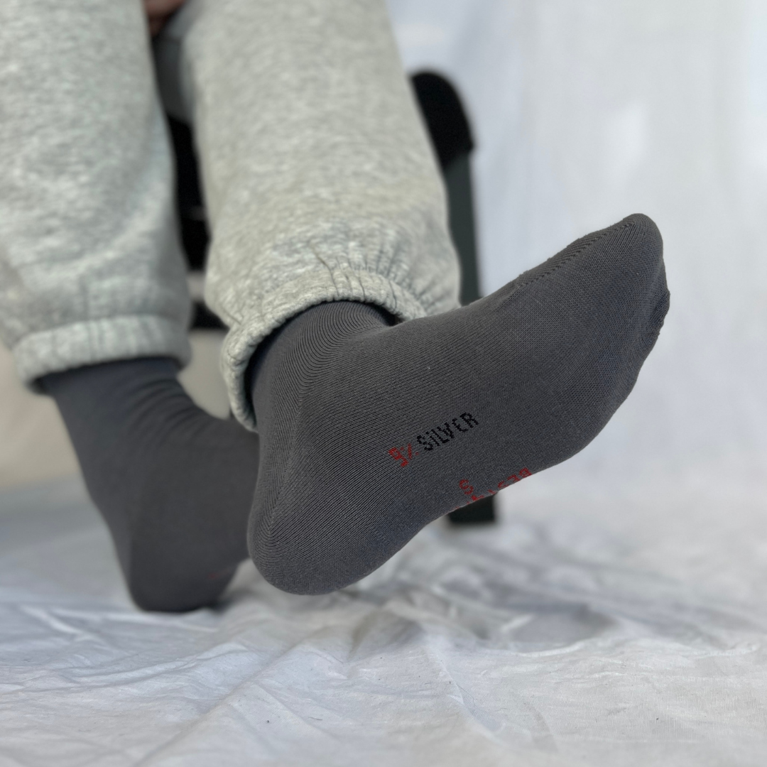 Pure Silver socks are antimicrobial, anti-odor and antistatic.